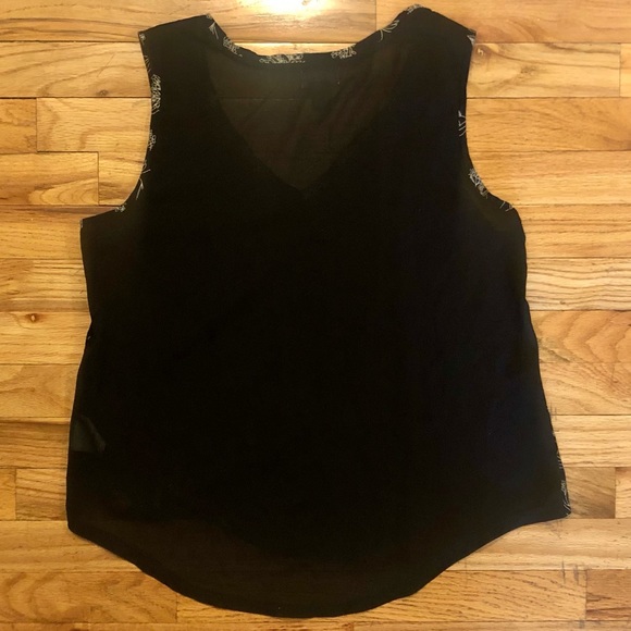 Old Navy Floral v-neck tank w/ sheer back, large - Picture 2 of 3